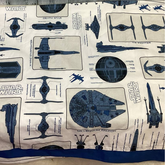 Star Wars Tie Fighter X-Wing Death Star Schematic Polyester Twin Flat Sheet - Picture 1 of 5